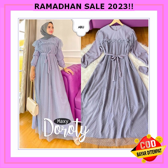 Kc-Gamis Ceruty Babydoll Full Furring Motif Renda Terlaris | Rabila Syar'I | Gamis Lebaran 2023 Mode