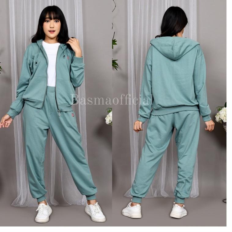 SIAP KIRIM Setelan Oneset Uniqlo Sweater Wanita Sweater Polos Set Olahraga