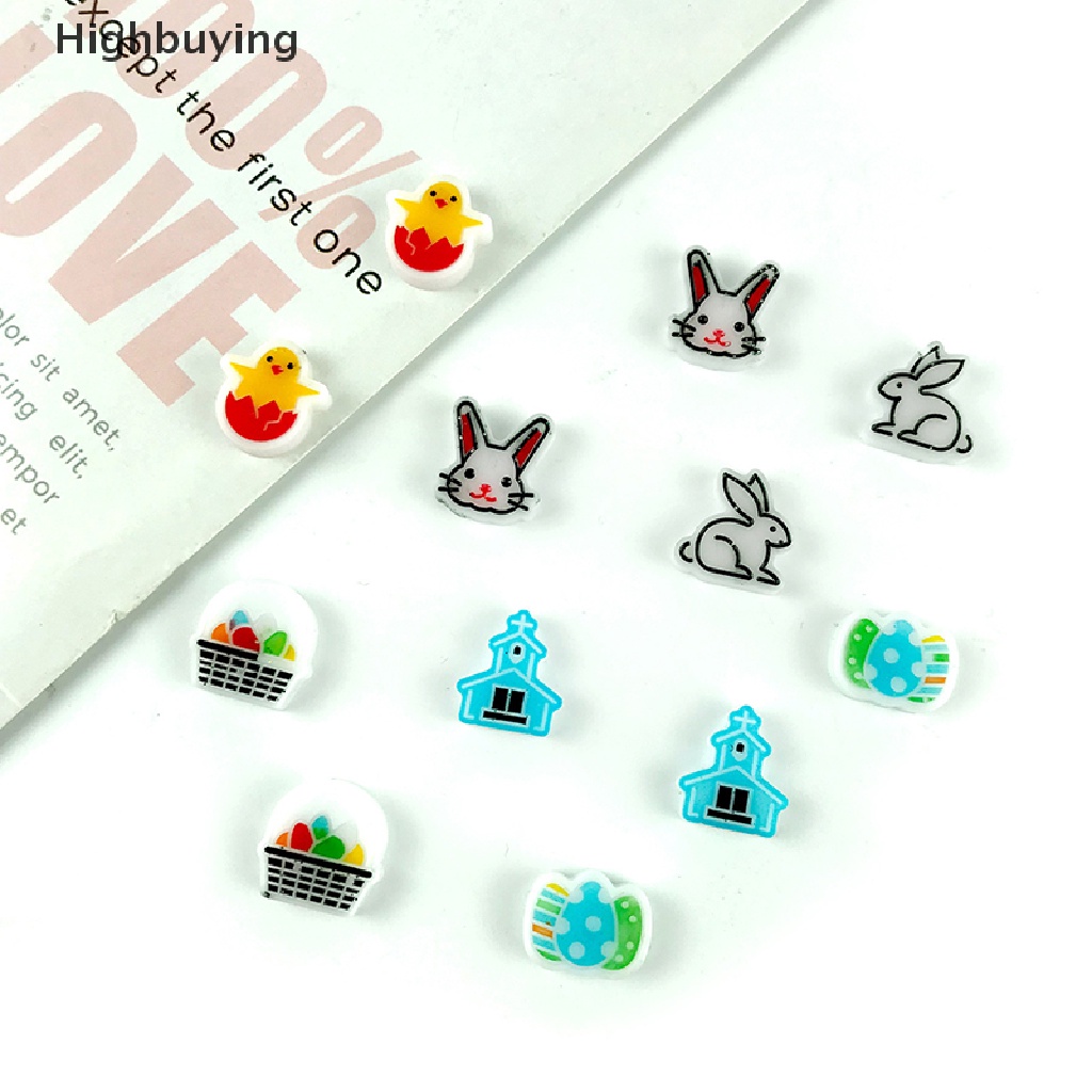 Hbid Lucu Tema Paskah Telinga Kancing Cetakan Silikon DIY Paskah Kecil Telur Bunny Ch Anting Liontin Ornamen Dekorasi Epoxy Resin Casg Cetakan Glory