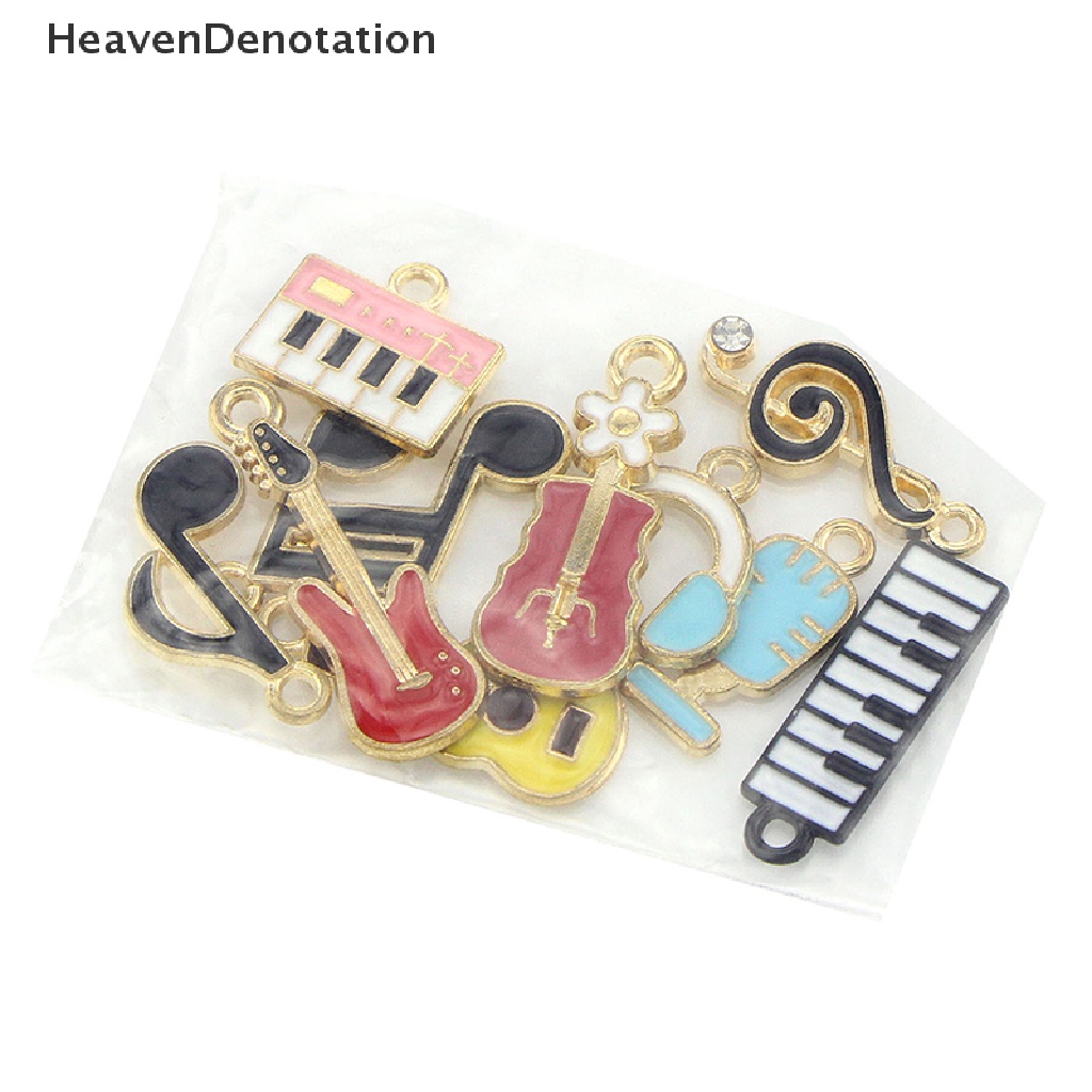 [HeavenDenotation] 10pcs/set Musik Music Note Enamel Ch Liontin DIY Gelang Kalung Anting Membuat Perhiasan Aksesoris HDV