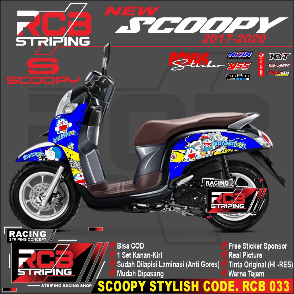 COD STICKER STRIPING SCOOPY FI NEW Thn.2017-2020 VARIASI DORAEMON. RCB 033