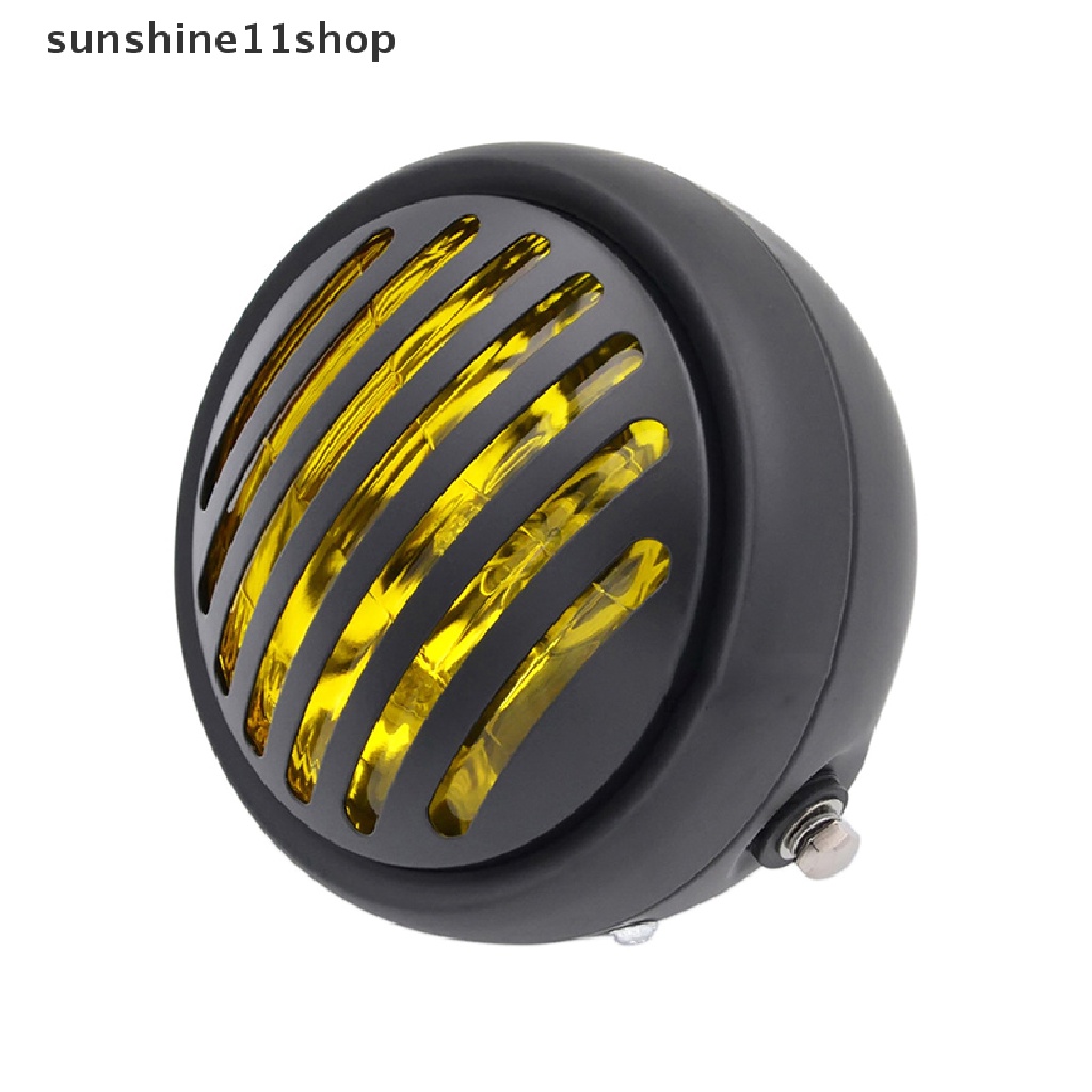 Sho Black Metal Retro Headlight Bulat Motor Grill Lampu Motor Retro Lampu Motor Moto Scooter Haen Headlight N