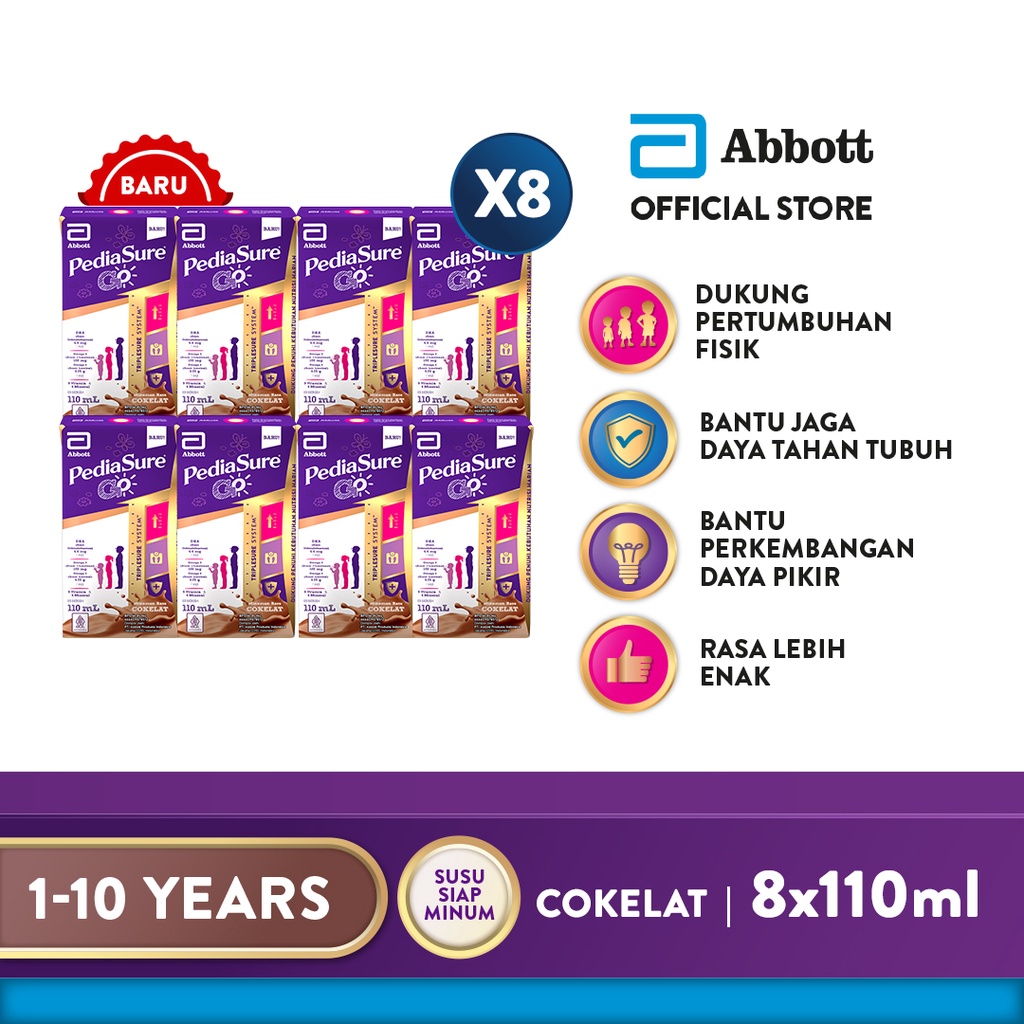 PediaSure Go Cokelat (1-10th) - Nutrisi UHT - 8x110ml ABBOTT OFFICIAL STORE