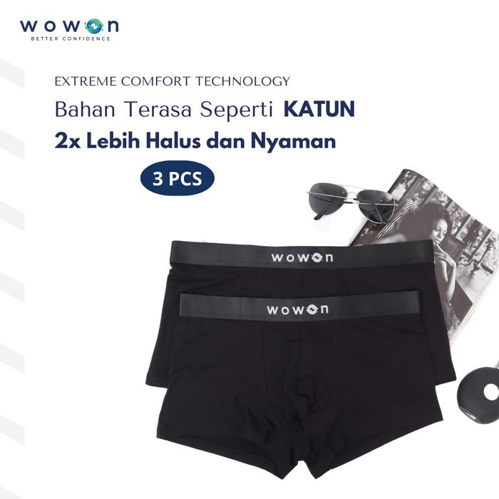 Terlaris Wowon Men Boxer - Celana Dalam Pria - Extreme Comfort - 3 Pcs