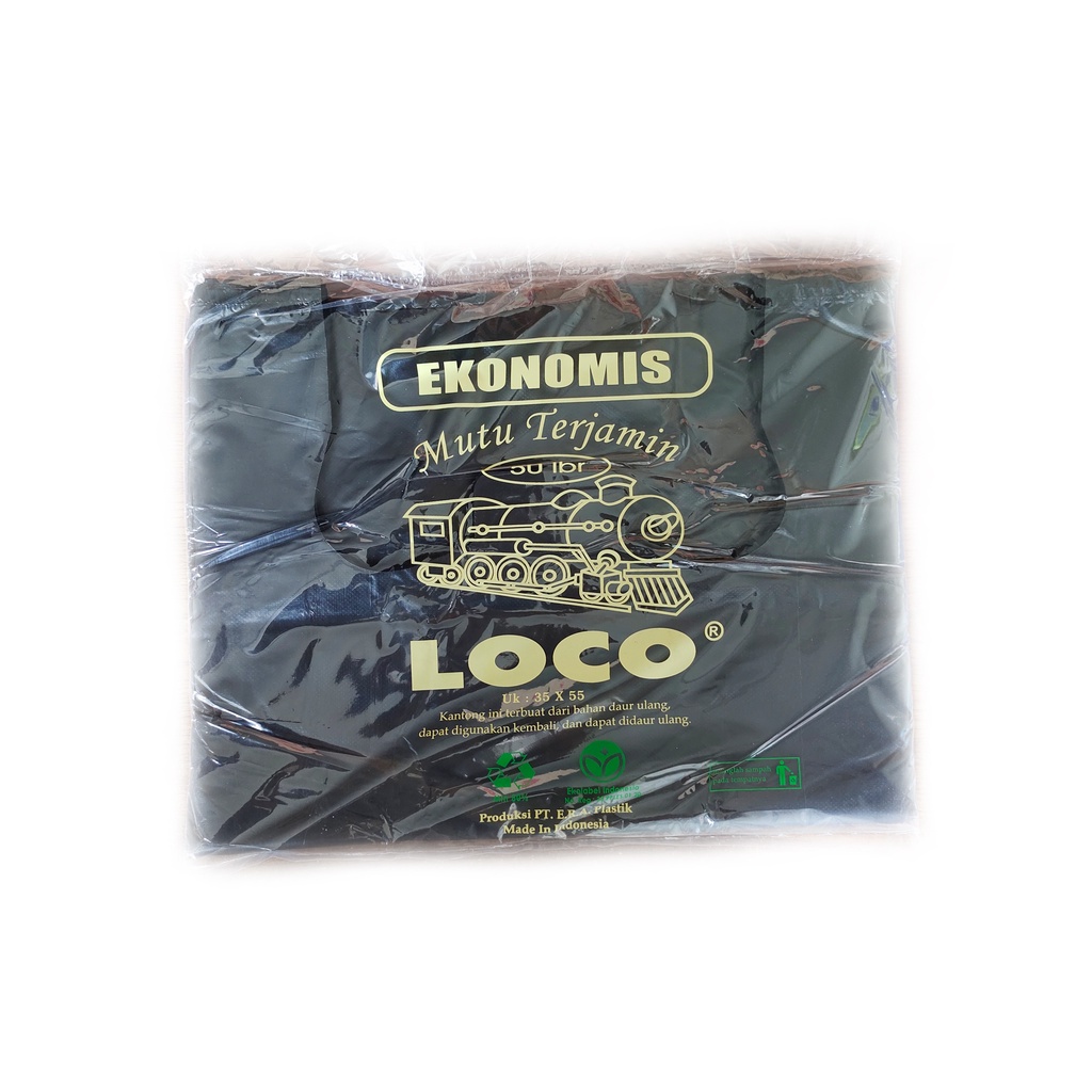 KANTONG PLASTIK LOCO EKONOMIS 35 HITAM 35 x 55 50 LEMBAR