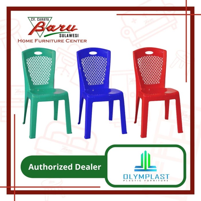 Paket Olymplast 3 bh Kursi Plastik OL 203 N - KHUSUS MAKASSAR