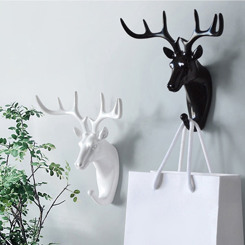 Hot Sale/New Animal Deer Stags Head Hooks, Kait Dinding Stainless Steel Perekat Diri, Gantungan Dinding Resin, Gantungan Tempel Kuat