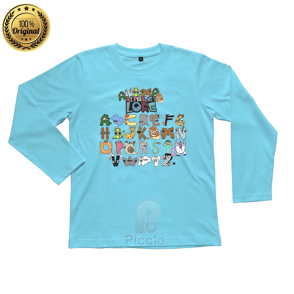 (FREE NAMA) BAJU KAOS ATASAN LENGAN PANJANG ANAK MOTIF ALPHABET LORE ANIMAL UNISEX