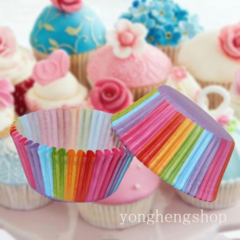 100pcs / lot Kotak Case Cupcake / Muffin Bahan Kertas Untuk Dekorasi Pesta