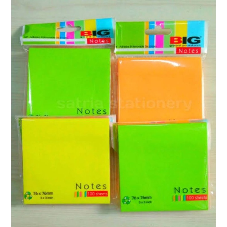 

BIG Post It/Stick Notes 76 × 76mm 3×3 inci 100 Sheet