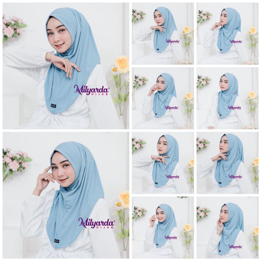 Hijab Short Syria Instan Jilbab Daily Kerudung Olahraga - Warna Biru Muda
