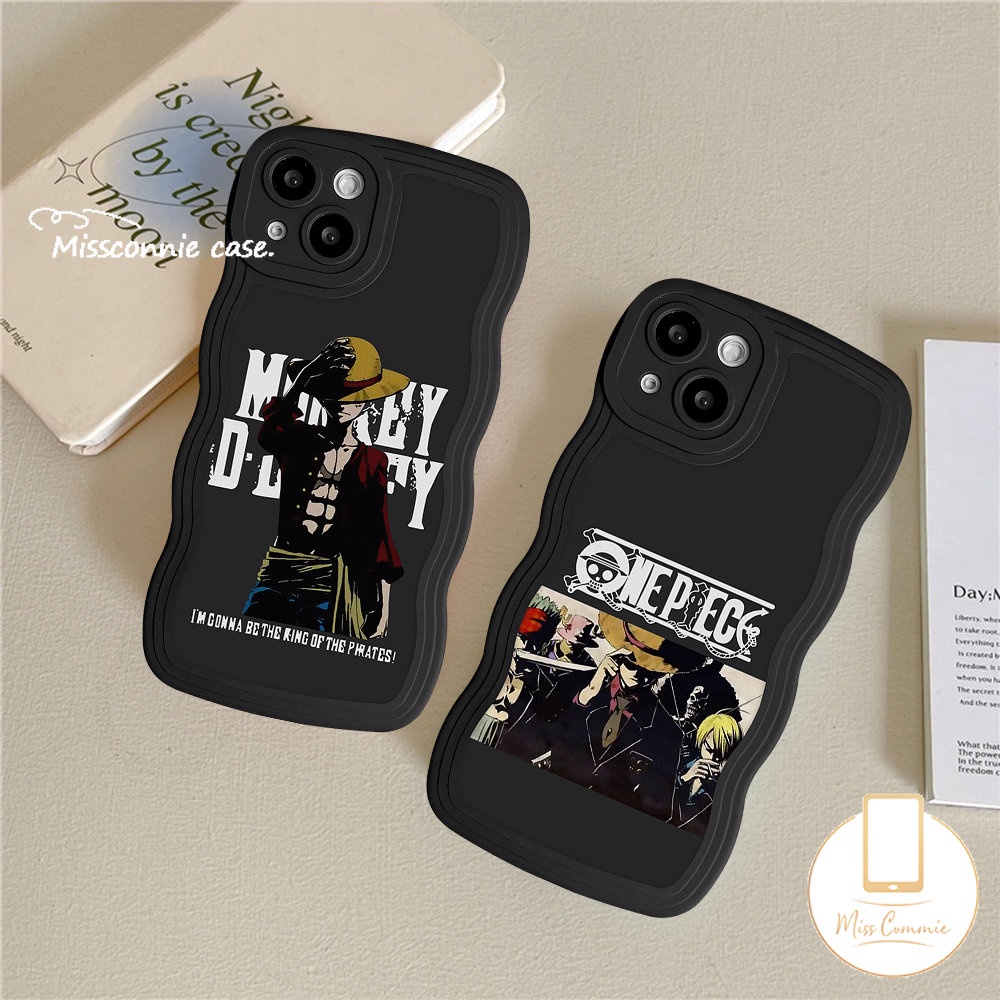 Casing Kartun Luffy Wavy Edge Black Untuk Realme C55 C53 C33 C30 C25s C11 C12 10 9i C15 C25Y C35 8 8i C17 C25 C21Y C20 8Pro C20A 6i 7 5 7i 5i 9Pro+ 9 C3 Soft Tpu Anime One Sarung Potongan