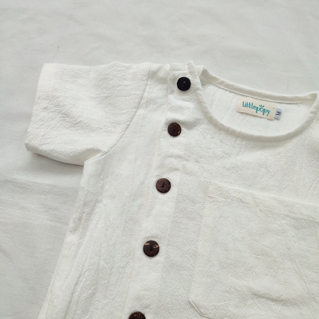 Littlepopy RYUJI Linen Top - Baju Kemeja Korean Anak Laki-laki Linen Atasan Korea Cowok