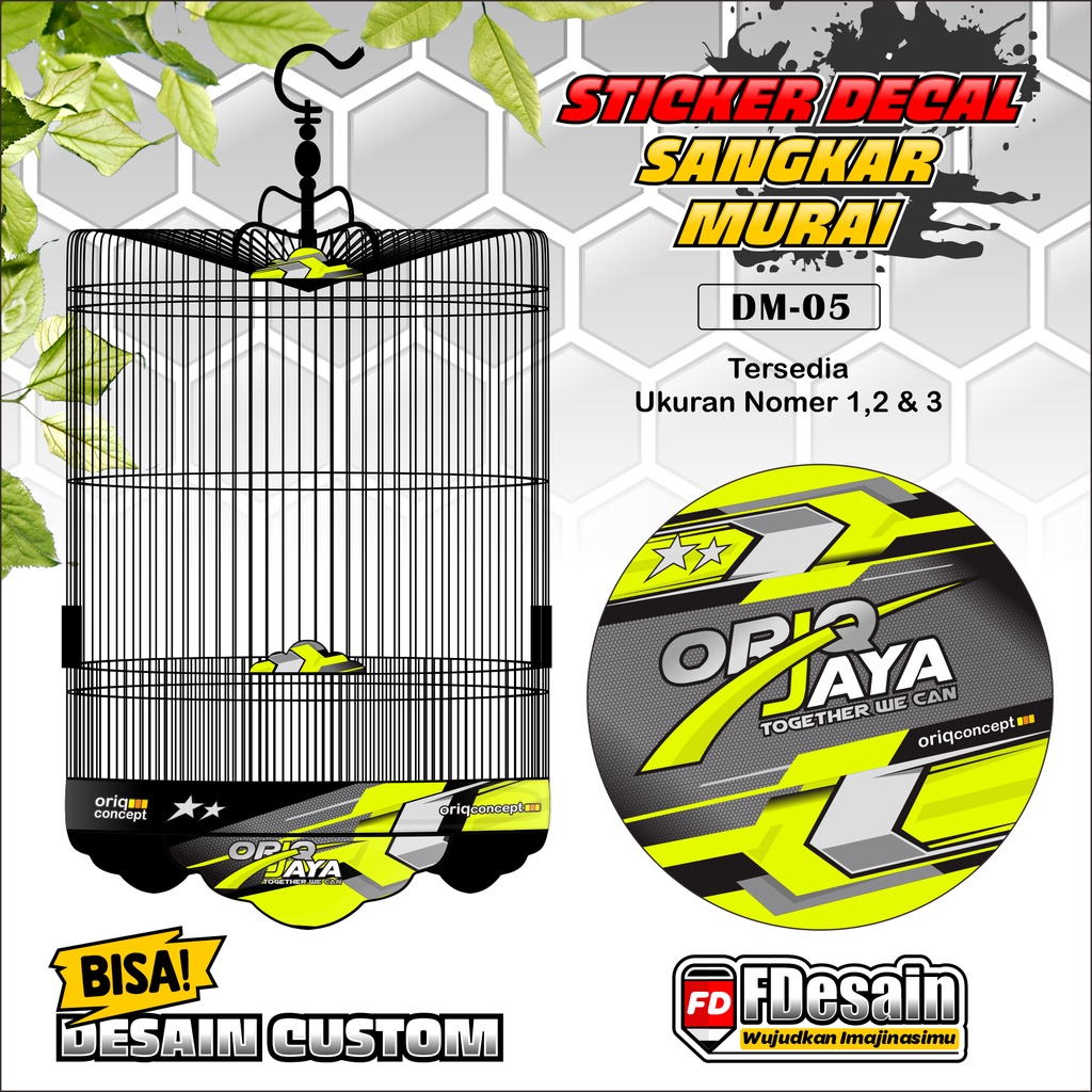 STICKER DECAL SANGKAR MURAI / DECAL TEBOK SANGKAR MURAI NOMER 1,2,3 MOTIF ORIQ JAYA - DM05