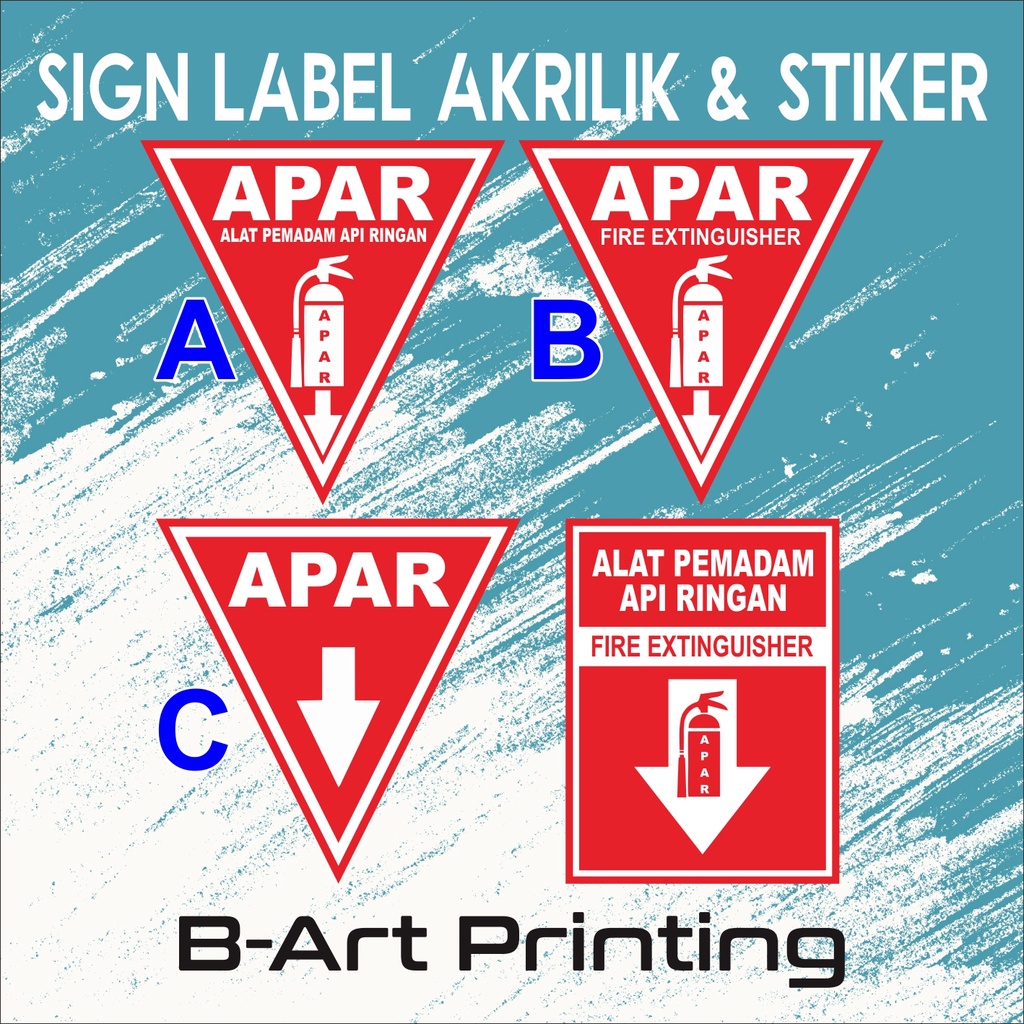 Acrylic Sticker Petunjuk APAR, Segitiga Persegi Panjang Sticker Waterproof Penunjuk Alat Pemadam Api APAR Segitiga rambu K3