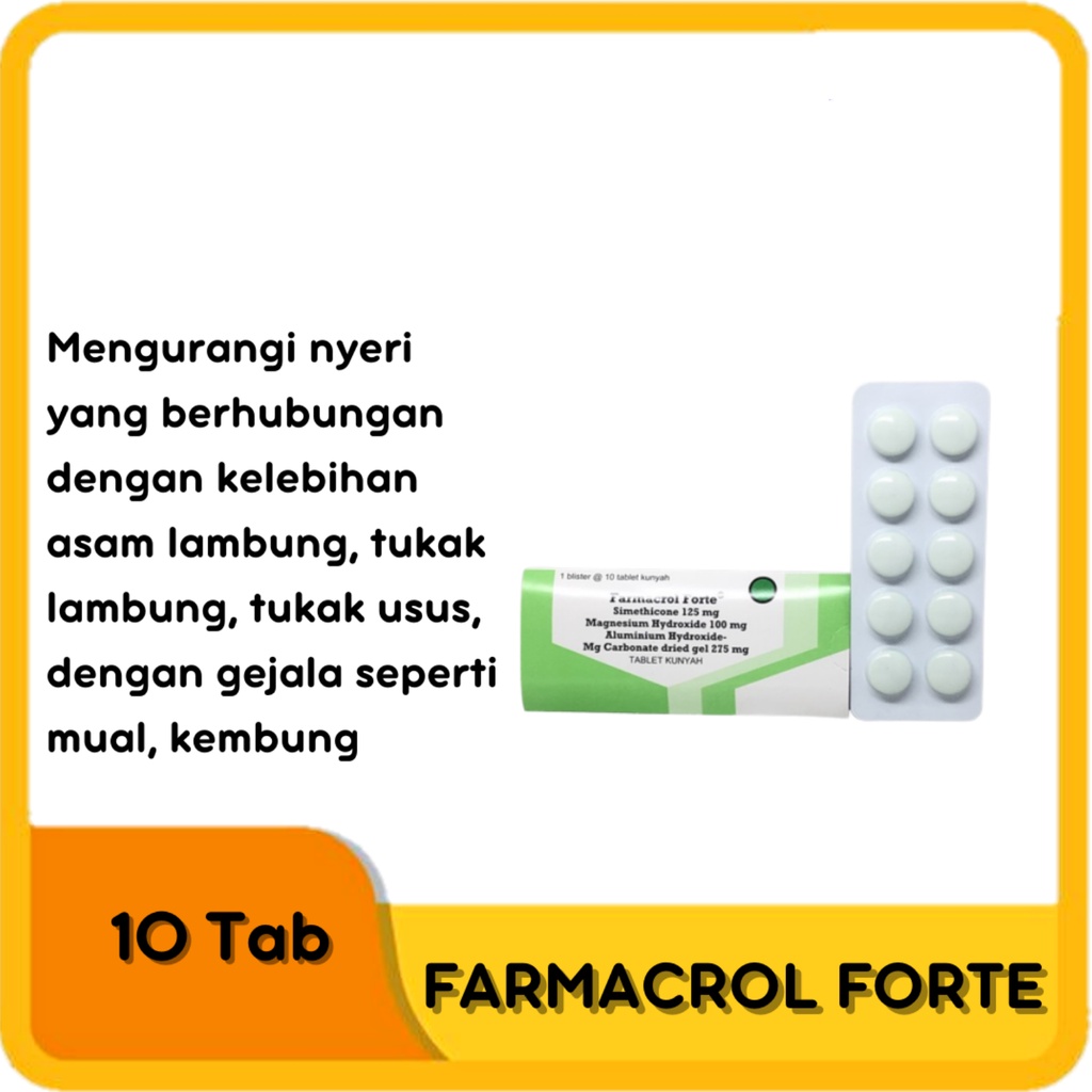 Farmacrol Forte Tablet Kunyah Mengatasi Maag , Kembung Dan Asam Lambung ORIGINAL-BPOM