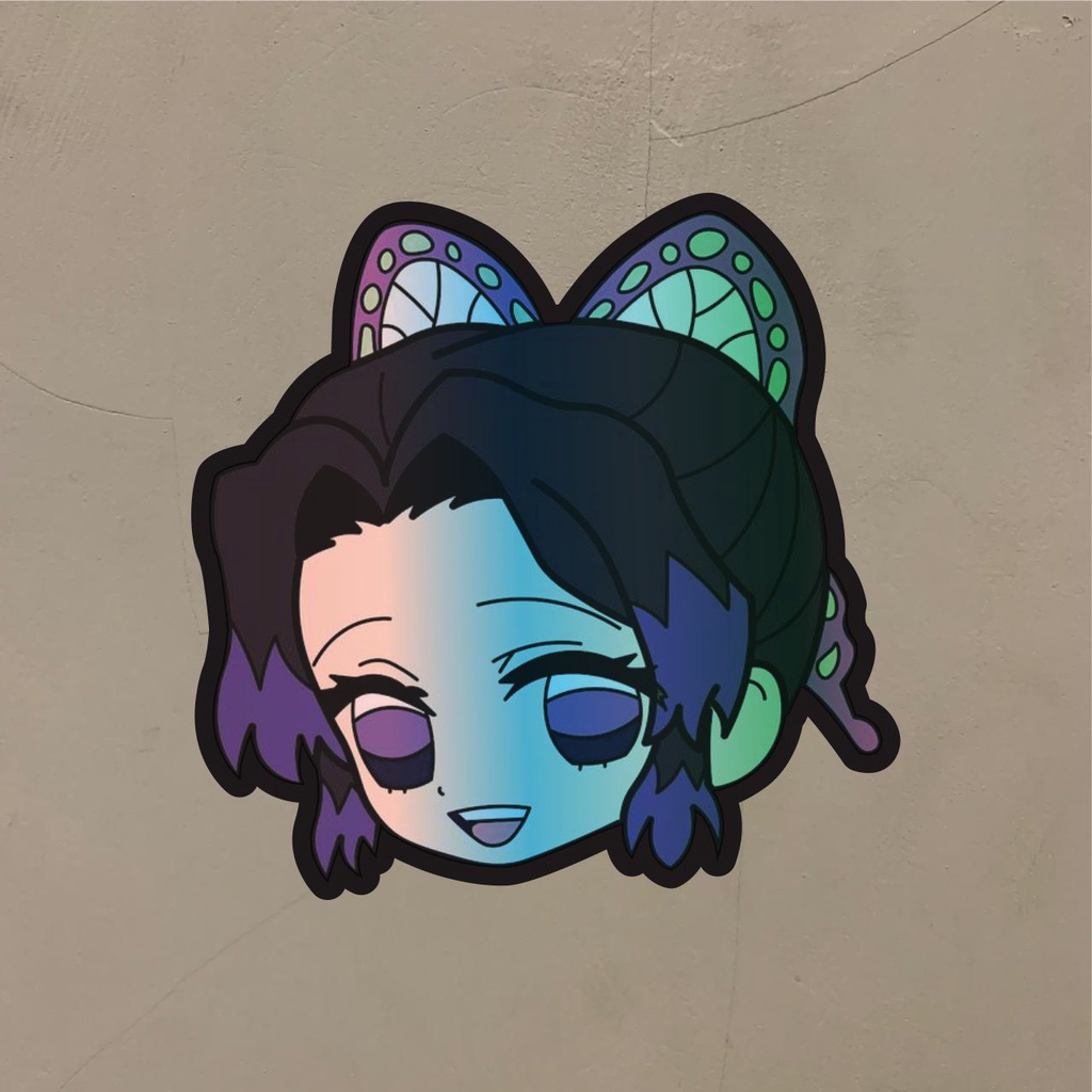 

Stiker Anime Hologram Shinobu Kocho Demon Slayer Stiker Case Hp dan Laptop 7 Cm