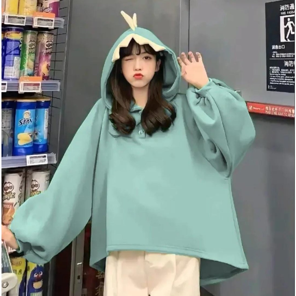 OVERSIZE DINO HOODIE WANITA KOREAN STYLE PREMIUM SIZE XL