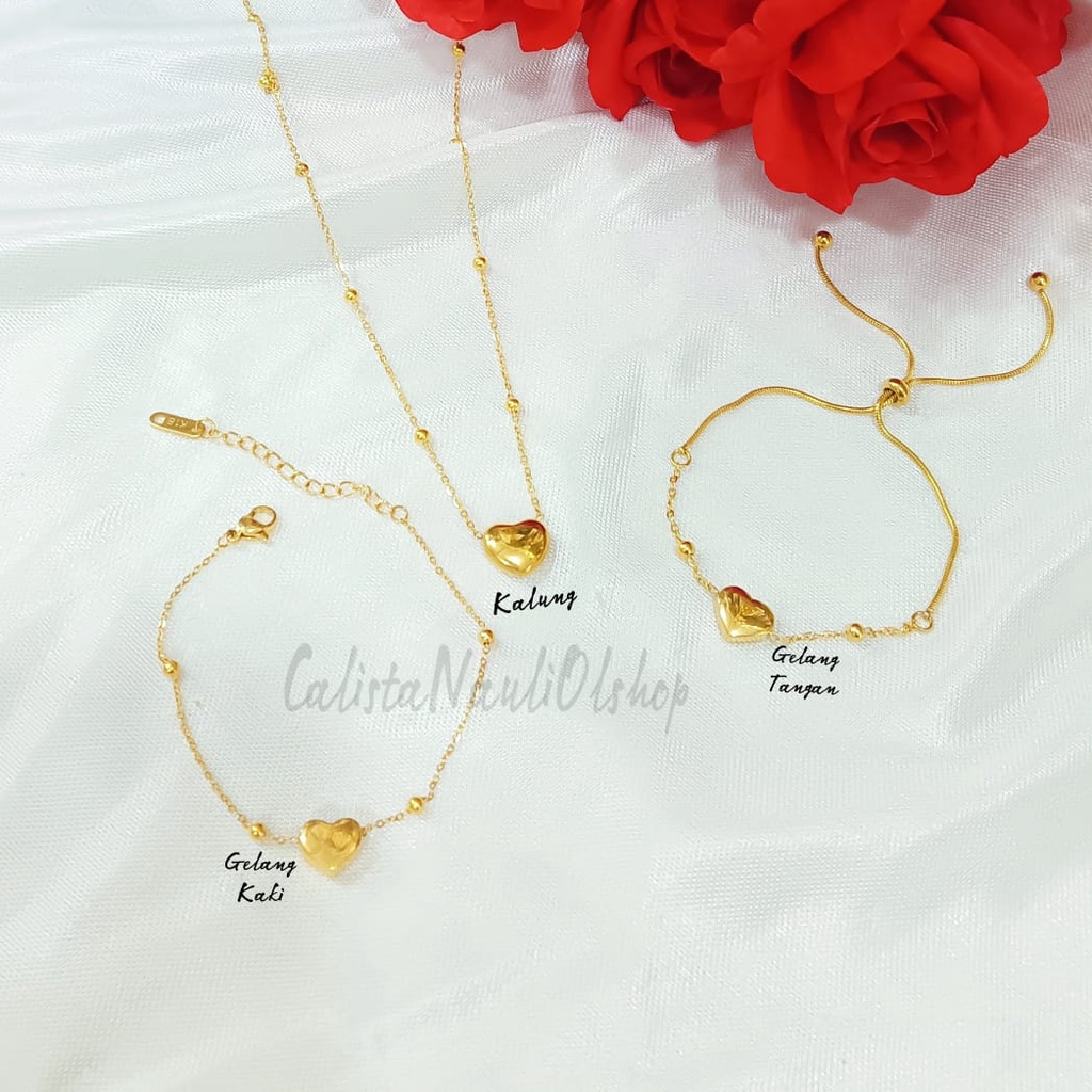 Set Kalung+Gelang Titanium Love Jedar Fashion Anti Karat Dan Anti Luntur