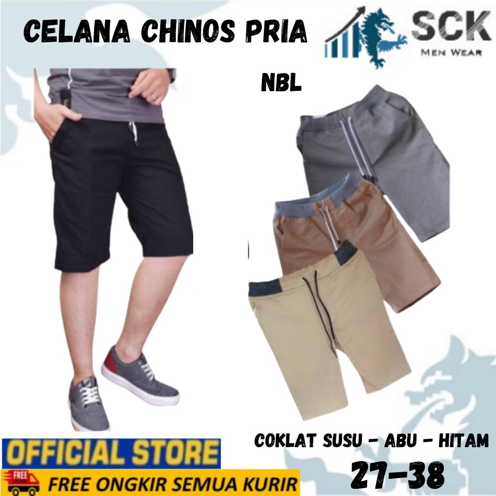 Celana Pendek Chinos Polos NBL Warna POLOS / Kolor Pria Wanita Unisex Pinggang Karet / Pakaian Santai - sckmenwear GROSIR