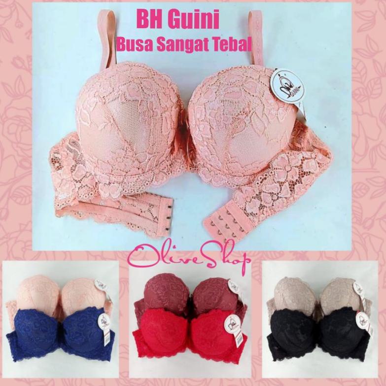 [ SALE ]  OliveShop ❤ BH Guini Busa Tebal Penuh Push Up Motif Cantik Nyaman Kode D12