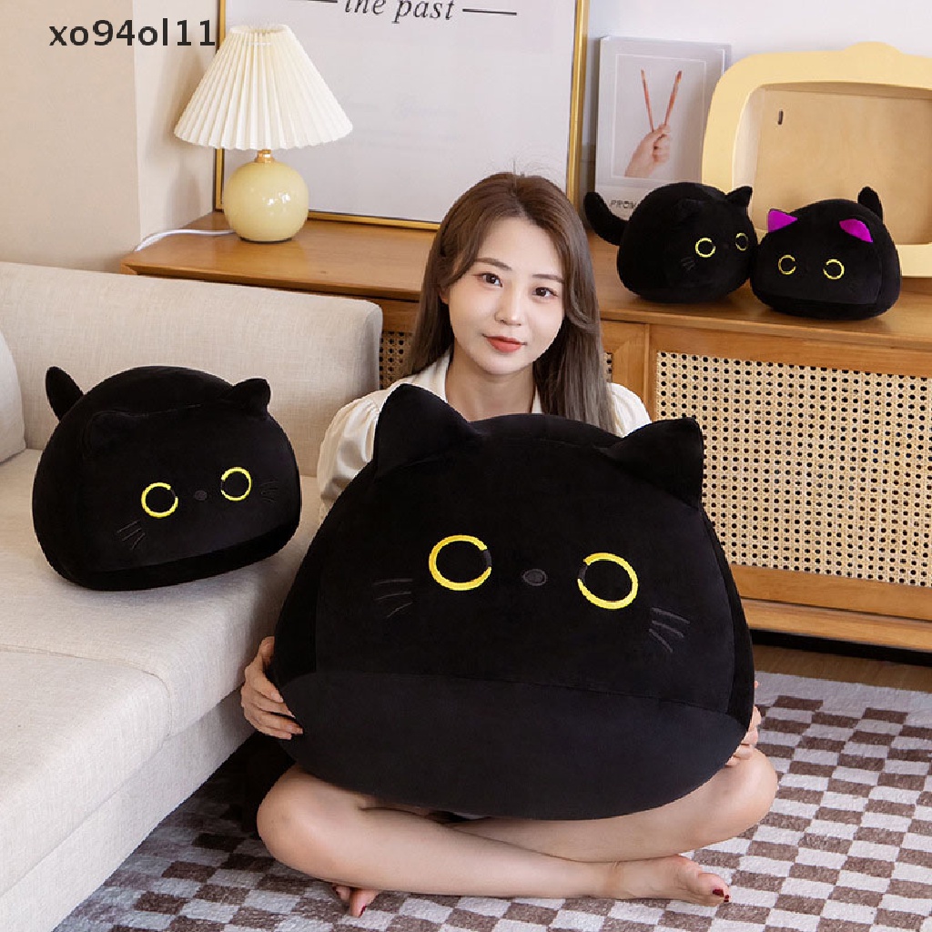 Xo10/25cm Kucing Hitam Bantal Lucu Boneka Mewah Liontin Gantungan Kunci Dekorasi OL