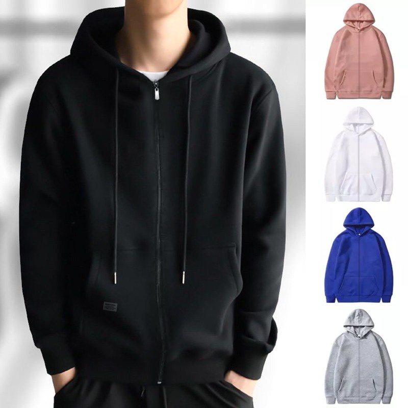 Parisdivarious Jaket Sweater Hoodie Zipper Polos Distro Bahan Fleece Size S  - XXL (Pria &amp; Wanita)