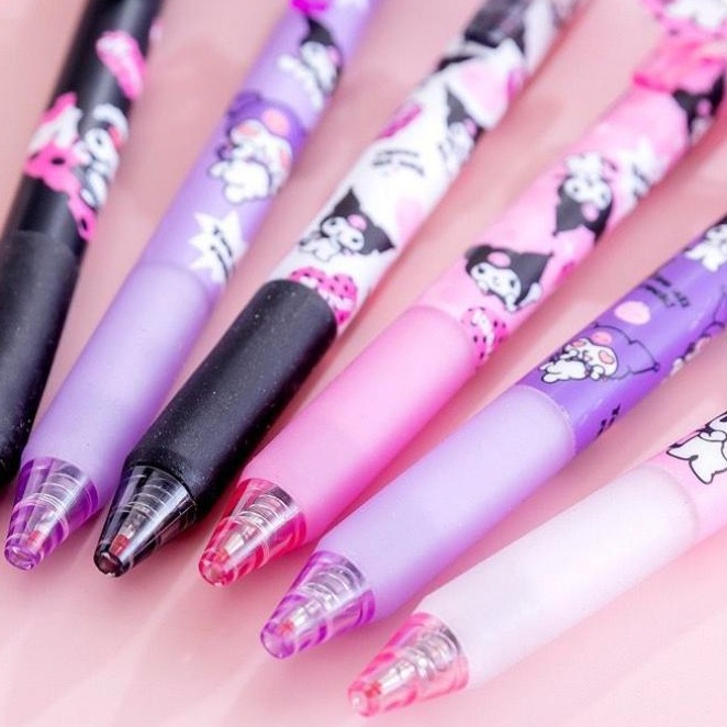 [Warna Random] 1pc Kawaii 0.5mm Anime Print Gel Pen Press Tulisan Handle Pen Siswa Sekolah Kantor Perlengkapan Alat Tulis