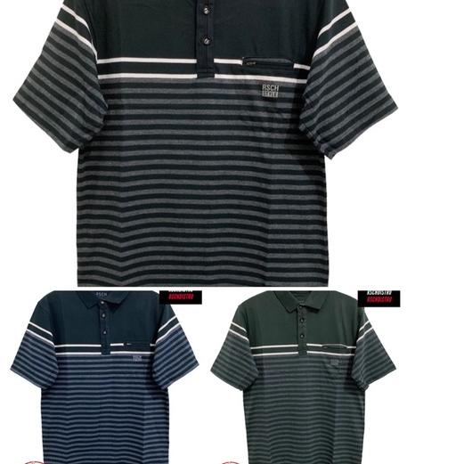 ☃ Kaos Kerah Fashion Pria RSCH Original Salur Garis Besar L-XXL (Kancing Kantong) ●