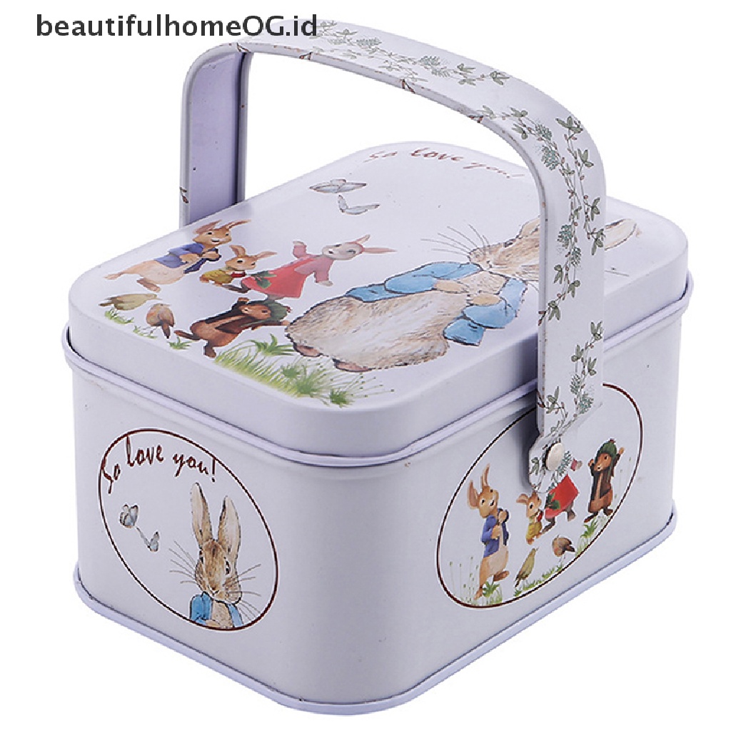 // Beautifulhomeog.id// Vintage Tinplate Little White Rabbit Koper Candy Box Gift Box Storage Bisa **