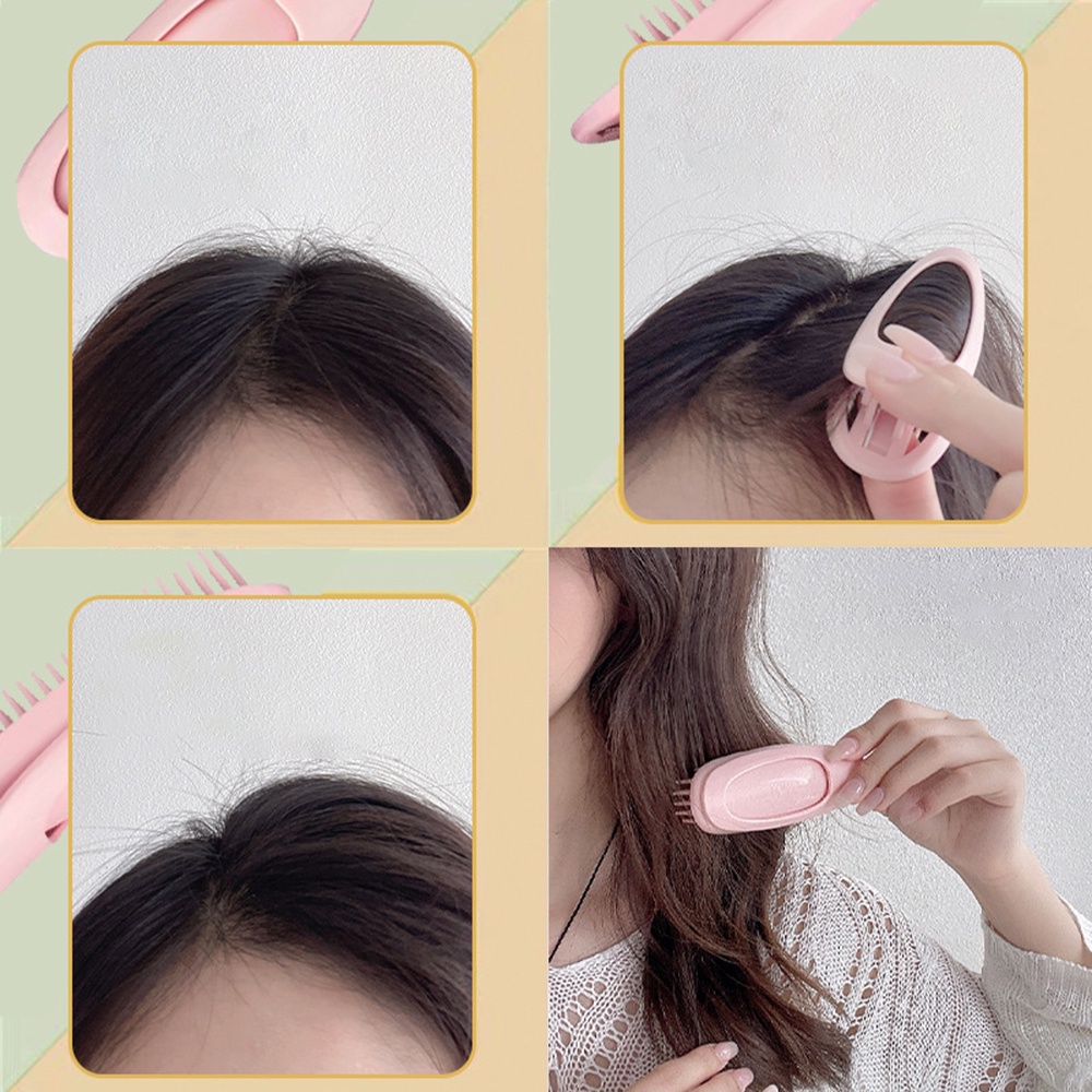 2pcs Jepit Rambut Poni Keriting Berbulu Warna Pink Untuk Wanita Alat Gaya Rambut Memperbaiki Aksesoris