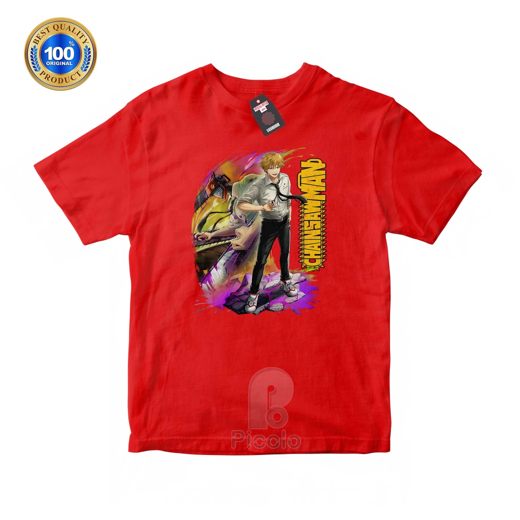 (FREE NAMA) BAJU KAOS ATASAN ANAK MOTIF ANIME CHAINSAW MAN KARAKTER DENJI UNISEX Bahan COTTUN