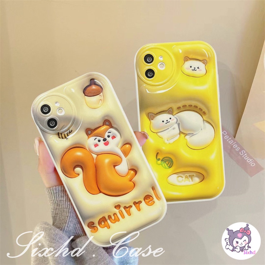 Untuk OPPO A78 A77s A95 A57 A55 A16 A15 A17 A17K A76 A96 A74 A54 A53 A33 A7 A5s A3s A15s A32 A31 A12 A94 A93 A92 A77 A52 Reno 8T 8Z 7Z 6Z 3D Vision AirBag Case Kartun Kucing Soft Cover