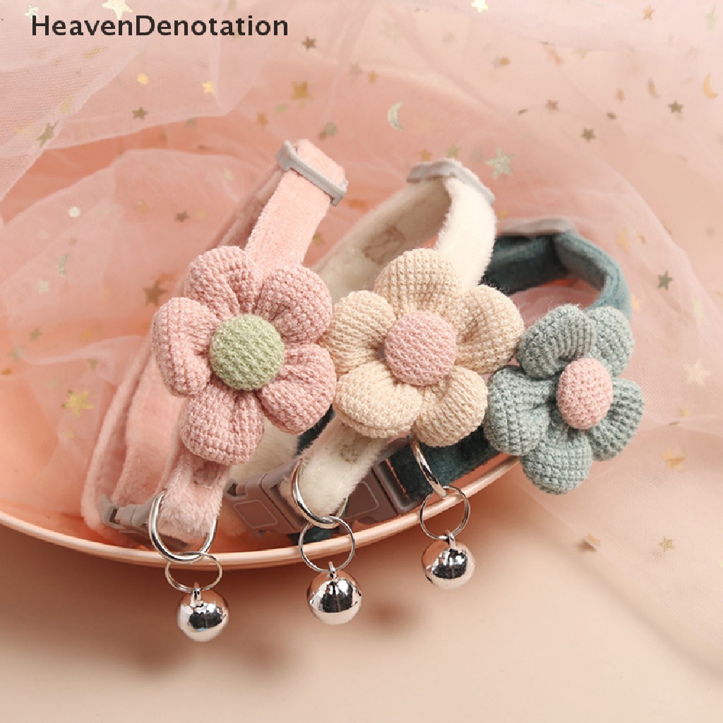 [HeavenDenotation] Cat collar multicolor cute flower pet cat collar Kerah Kucing Lucu Kartun Bunga bell collar Kucing Kalung Anjing Anjing Perlengkapan HDV