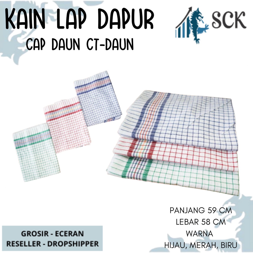 [ISI 3] Serbet CAP DAUN CT-DAUN / LAP DAPUR MOTIF KOTAK KAIN KATUN - sckmenwear GROSIR