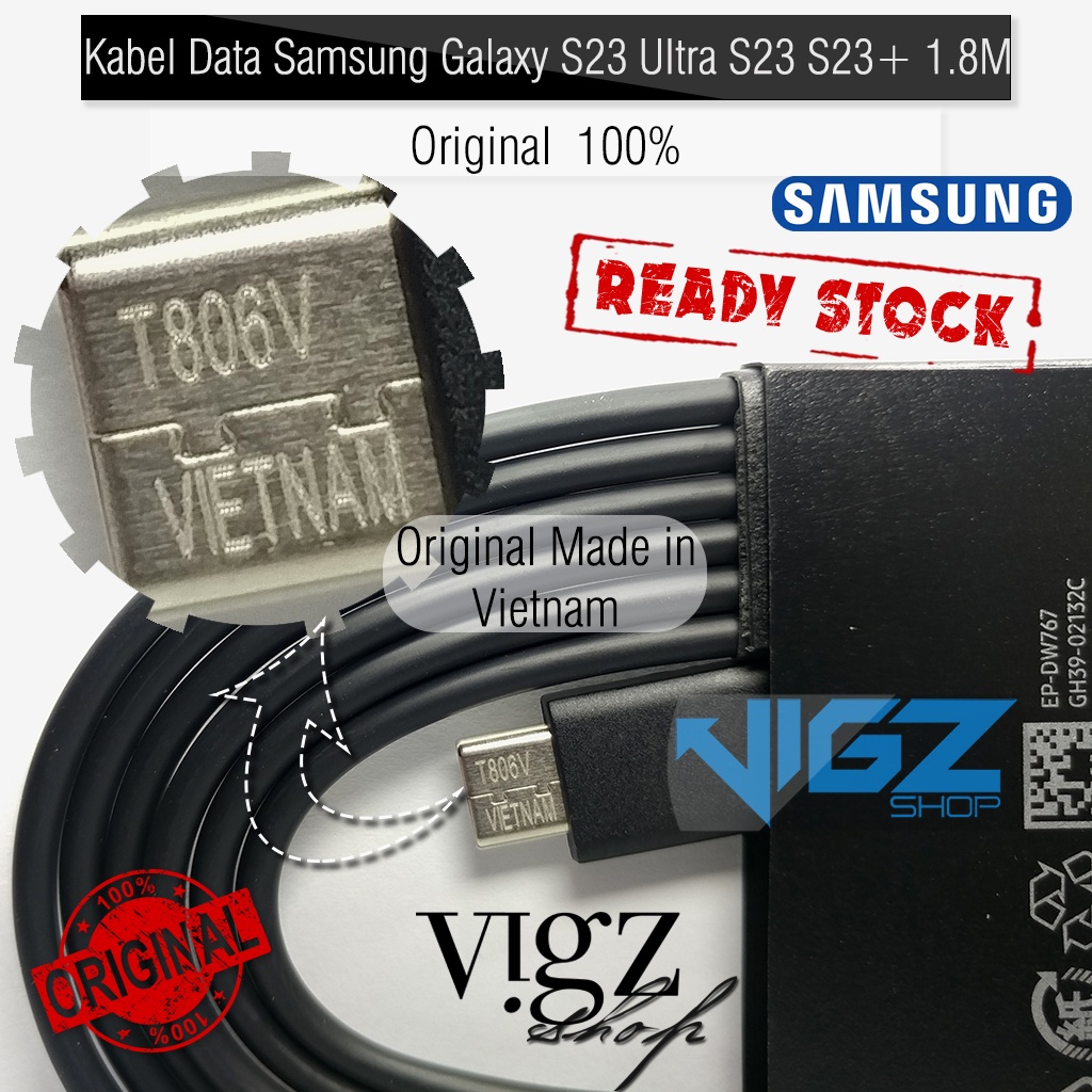 Kabel Data Samsung Galaxy S23 Ultra S23 S23+ USB C to USB C 1.8M Original 100%