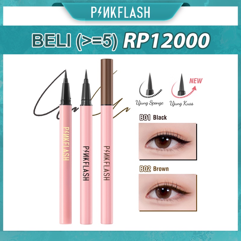 PINKFLASH  Waterproof Liquid Eyeliner Pencil 24 jam Long Wear Quick Dry Smudge-proof Anti-transfer Pensil Eyeliner Cair PF-E01