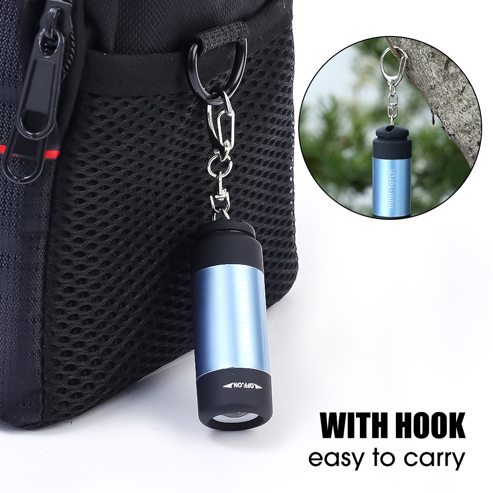 Travel Portable USB Chargeable Senter Mini Untuk Camping Emergency Handheld Mini LED Flashlight Praktis Mini Torch Dengan Gantungan Kunci Obor Saku Ringan