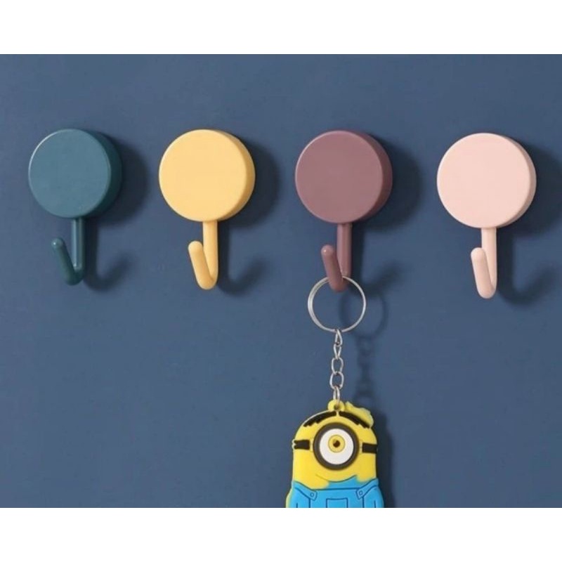 GANTUNGAN BAJU HOOK MACARON BULAT - BUNDAR Tempel Tembok Dinding Dapur Serbaguna Wall Hook Kait