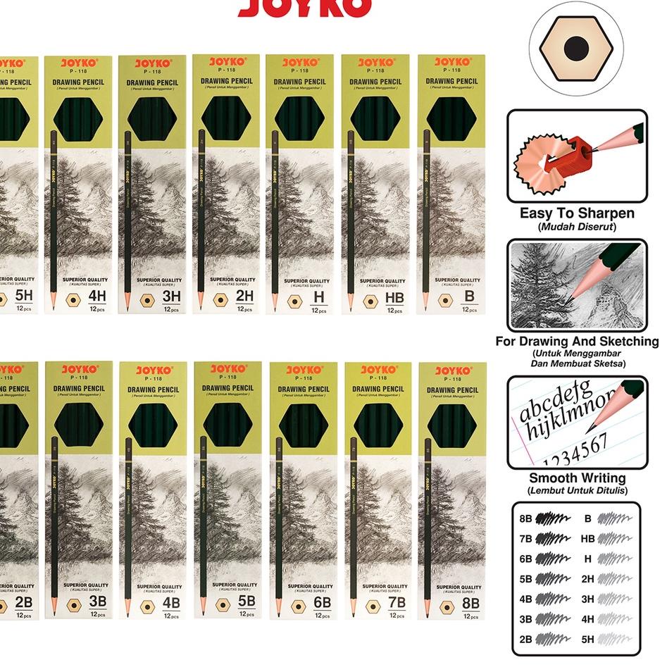 

Ready Ekonomis Drawing Pencil Pensil Menggambar Joyko P-118 1 Box 12 Pcs