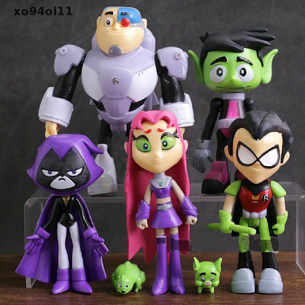 Xo 7pcs/Set Remaja Titans Go Robin Cyborg Beast Boy Raven Action Figure Mainan Anak Hadiah OL