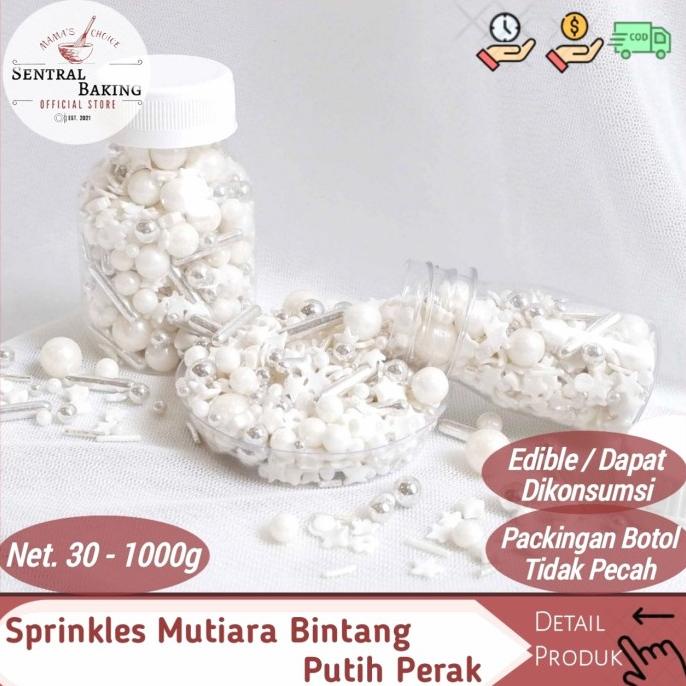 

Sprinkle Kue Mutiara Bintang Putih Perak / Springkle Kue Springkel Kue