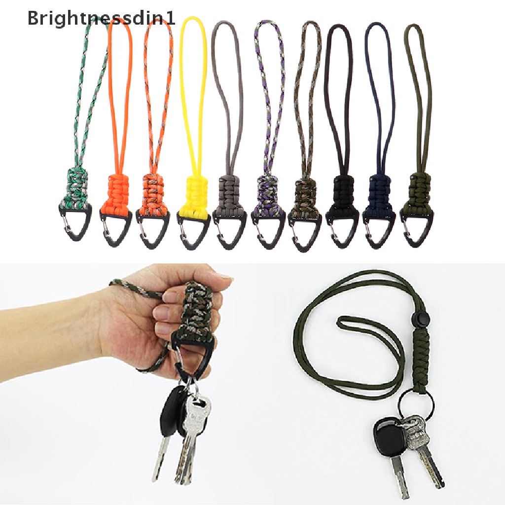 [Brightnessdin1] Paracord Gantungan Kunci Braided Lanyard Triangle Buckle Hook Parachute Cord Carabiner Butik