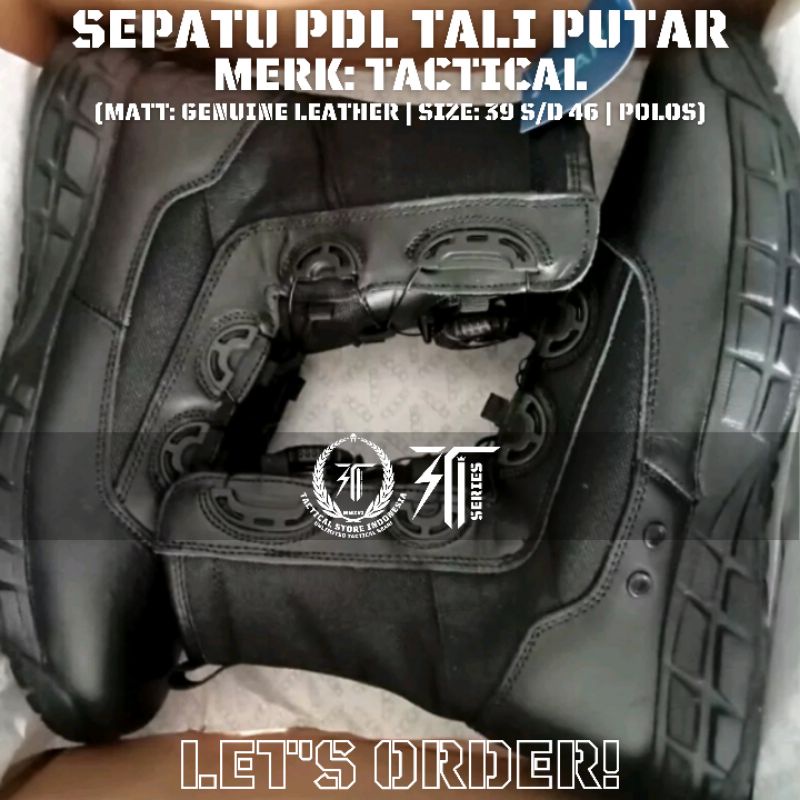 Sepatu PDL Tali Putar Merk Tactical / Tacthical - Polos / Xtract