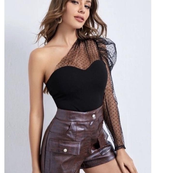 ➦ SUKMA-Falisha Atasan  One Shoulder Tile Dot ✬