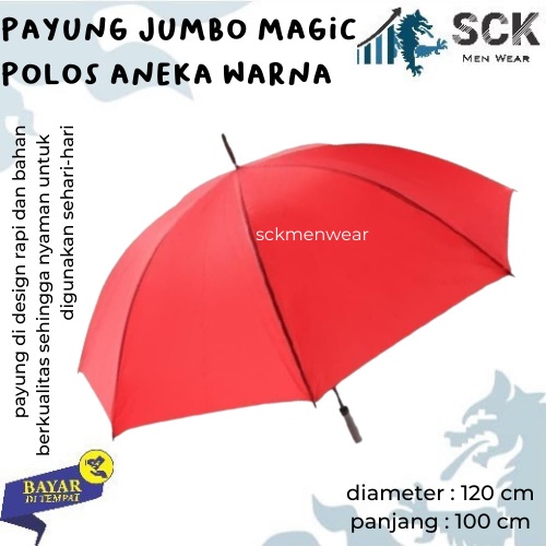 Payung Golf Polos Warna MAGIC OTOMATIS Jumbo 30 Inch Fiber Motif Karbon Otomatis Polyester Anti UV - sckmenwear GROSIR