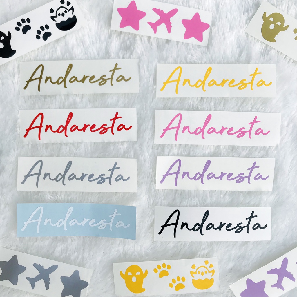 Cutting Sticker Warna Nama Custom / Harta Tahta / Tulisan Jepang / Stiker Motor / Mobil / Hp / Casin