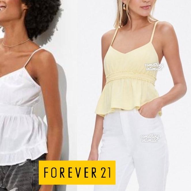 ♢ Banana Republic / Forever 21 Ruffle Babydoll Cotton Tank Top Spagetthi Straps Bodycon Sisa Export 