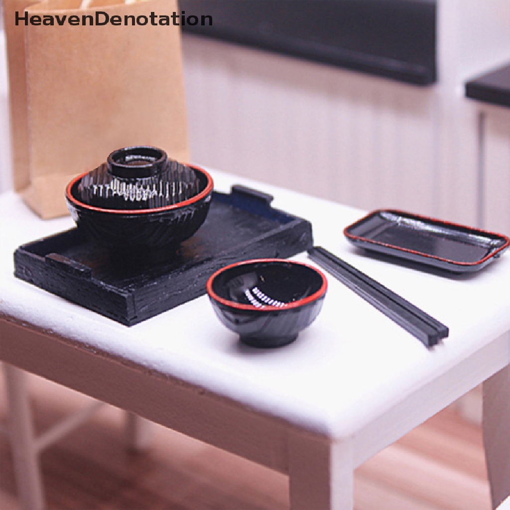 [HeavenDenotation] 1: 12 Dollhouse Mini Dish Chops Tray Bowl W / Cover Tableware Kitchen DecorToy HDV