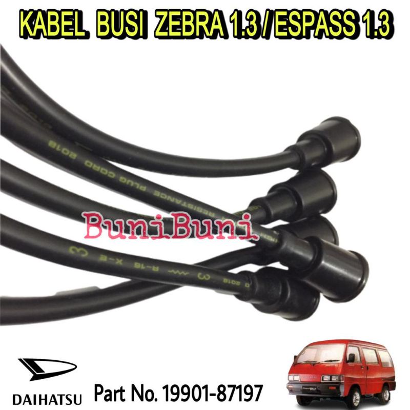 KABEL BUSI Untuk Mobil Daihatsu ZEBRA 1.3 S89 / ESPASS 1.3 / FEROZA TARUNA - 1 SET